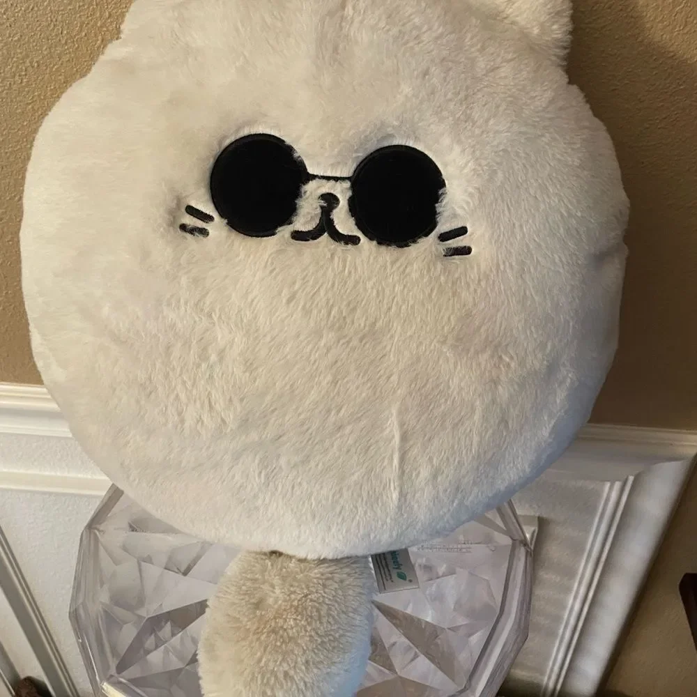Cute White Cat Gojo Plush with Sunglasses